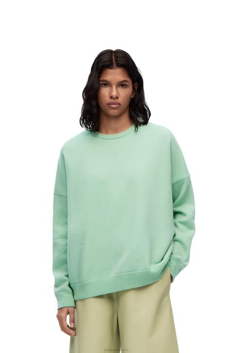 Loewe Oversize crew neck sweater in cashmere 688V1001 Women Matcha Green