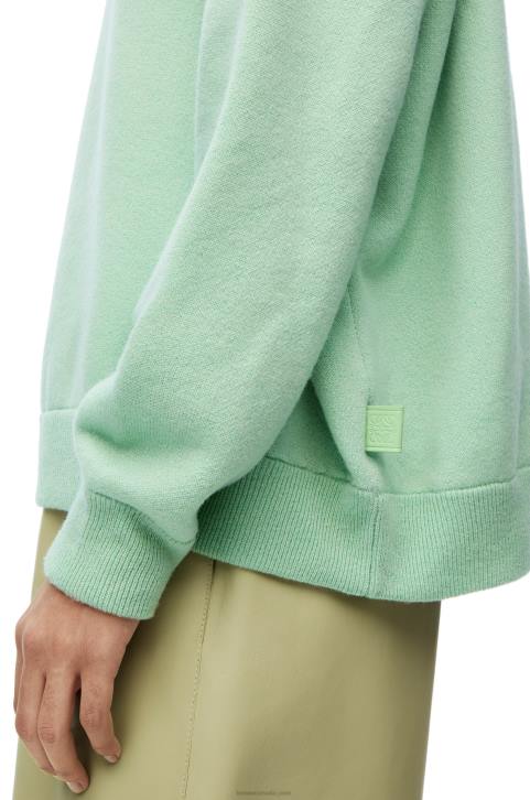 Loewe Oversize crew neck sweater in cashmere 688V1001 Women Matcha Green
