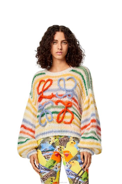 Loewe Stripe sweater in mohair 688V1003 Women White/Multicolor