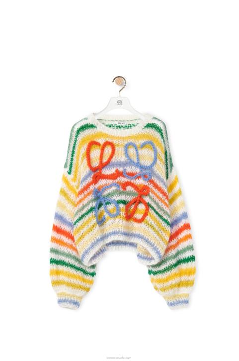 Loewe Stripe sweater in mohair 688V1003 Women White/Multicolor