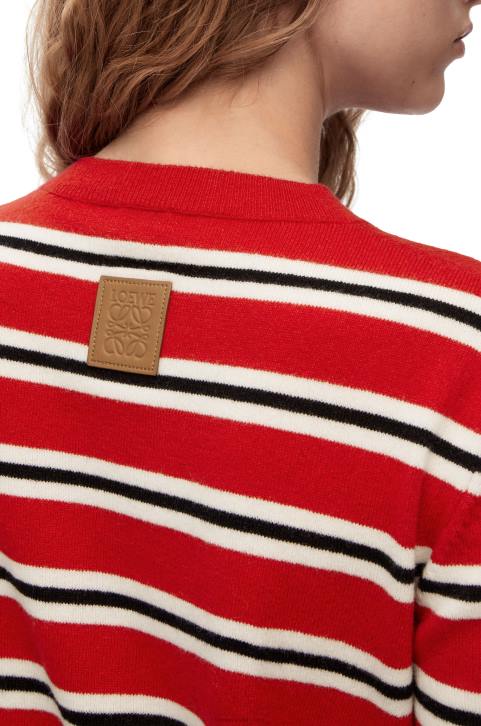 Loewe Stripe sweater in wool 688V987 Women Red/White/Black