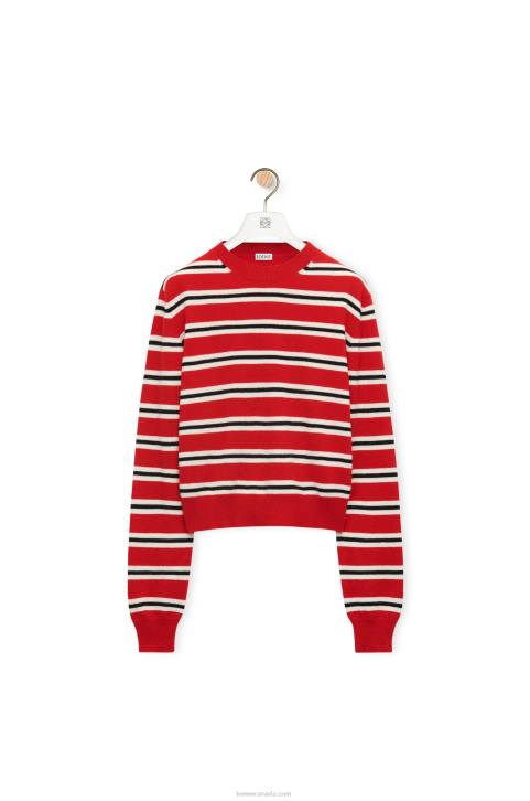 Loewe Stripe sweater in wool 688V987 Women Red/White/Black