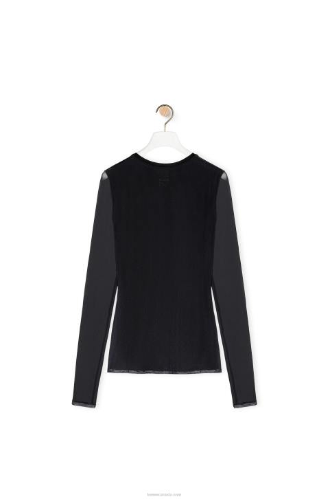 Loewe Anthurium top in semi sheer mesh 688V882 Women Black/Red
