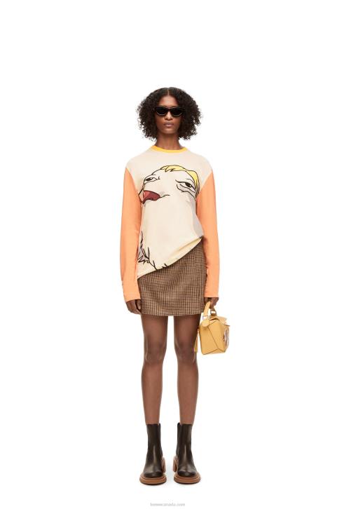 Loewe Heen long sleeve T-shirt in cotton 688V836 Women Beige