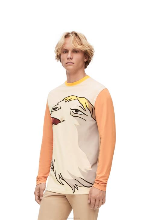 Loewe Heen long sleeve T-shirt in cotton 688V836 Women Beige