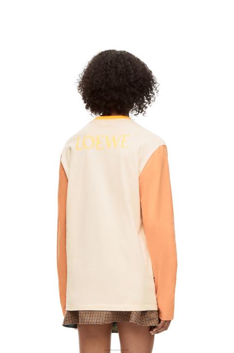 Loewe Heen long sleeve T-shirt in cotton 688V836 Women Beige