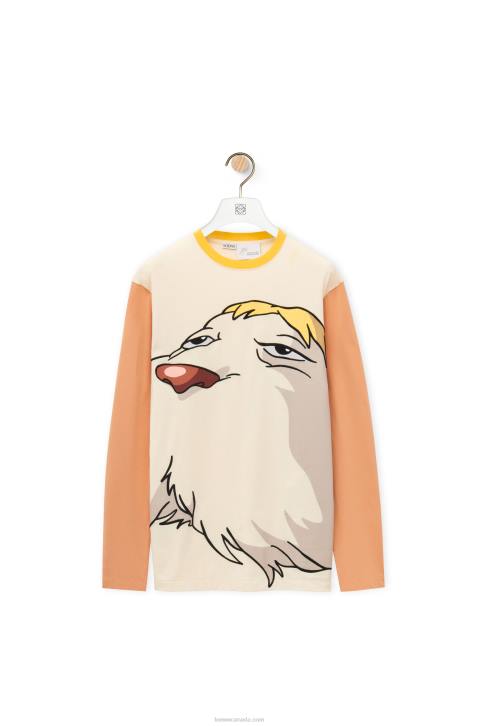 Loewe Heen long sleeve T-shirt in cotton 688V836 Women Beige