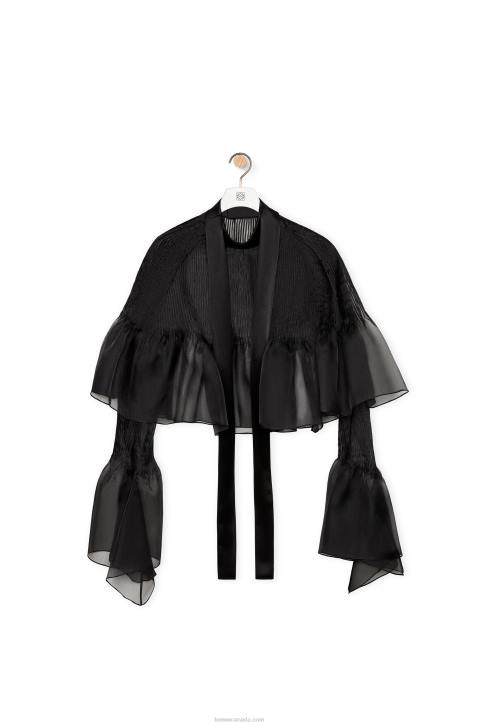 Loewe Pintuck top in silk organza 688V885 Women Black