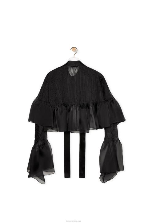 Loewe Pintuck top in silk organza 688V885 Women Black
