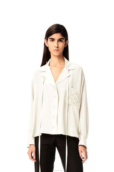 Loewe Anagram embroidered pyjama blouse in satin 688V952 Women White