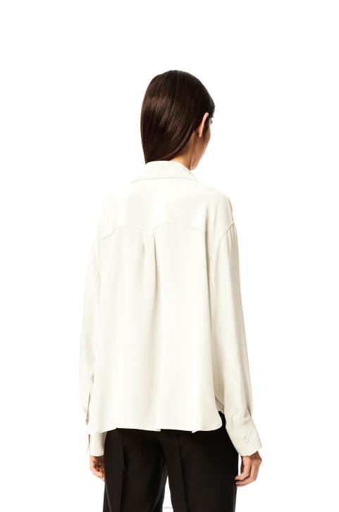 Loewe Anagram embroidered pyjama blouse in satin 688V952 Women White