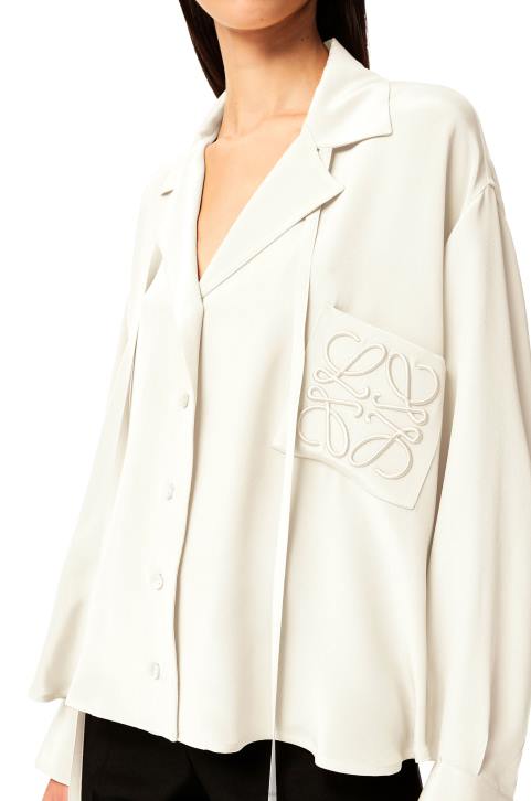 Loewe Anagram embroidered pyjama blouse in satin 688V952 Women White