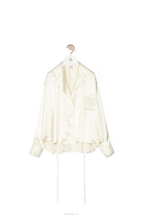 Loewe Anagram embroidered pyjama blouse in satin 688V952 Women White