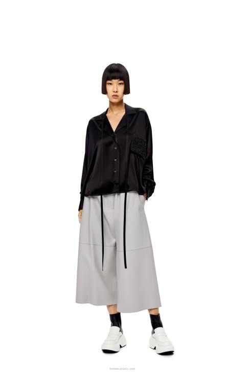 Loewe Anagram embroidered pyjama blouse in satin 688V953 Women Black