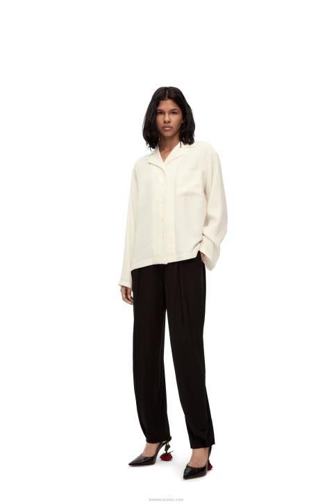 Loewe Anagram pyjama blouse in silk 688V910 Women Ivory