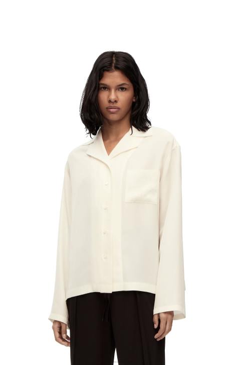 Loewe Anagram pyjama blouse in silk 688V910 Women Ivory