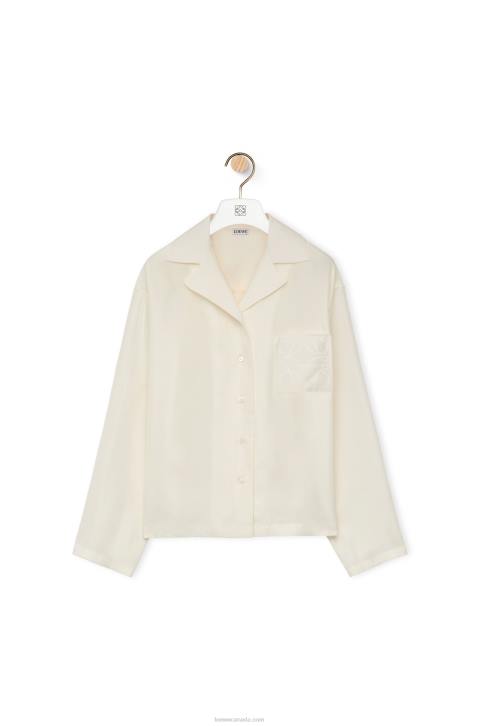 Loewe Anagram pyjama blouse in silk 688V910 Women Ivory