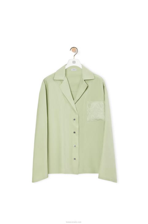 Loewe Anagram pyjama blouse in silk 688V911 Women Pale Green
