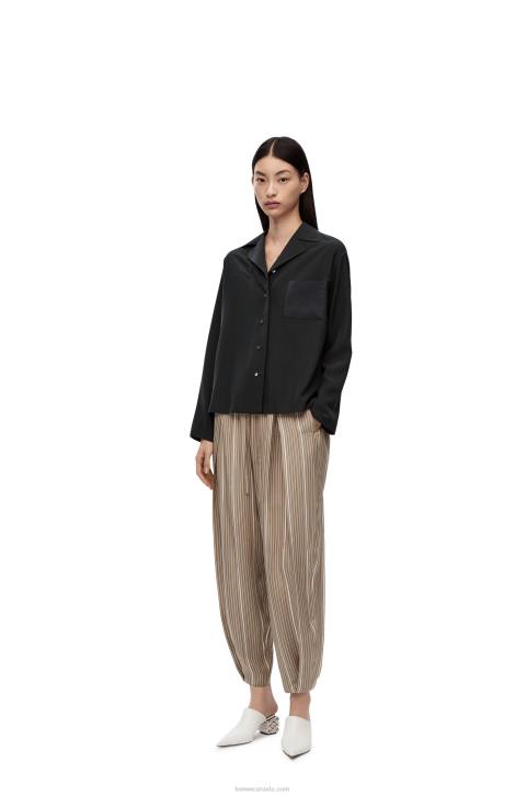 Loewe Anagram pyjama blouse in silk 688V912 Women Black