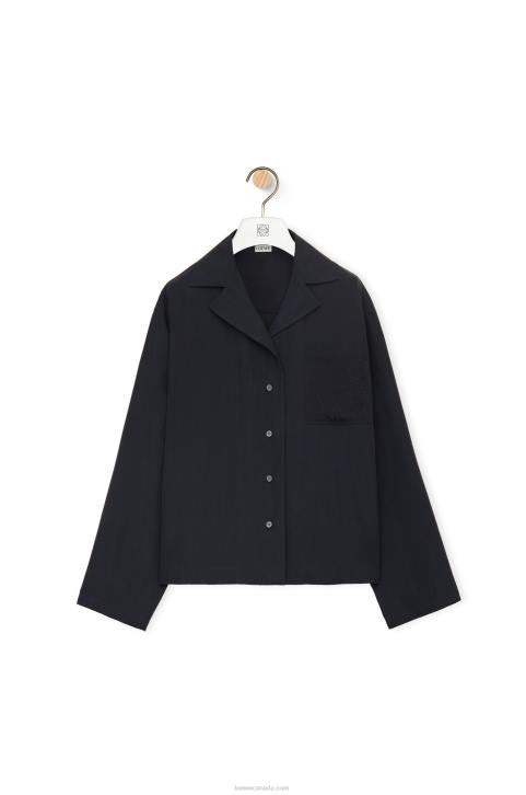 Loewe Anagram pyjama blouse in silk 688V927 Women Deep Blue