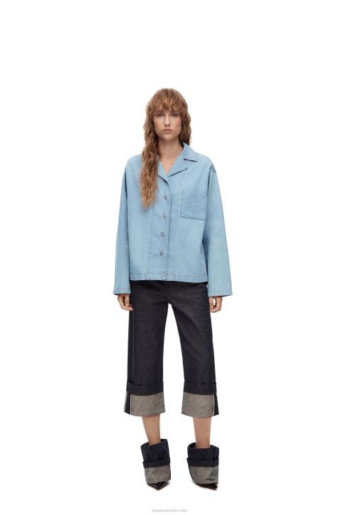 Loewe Pyjama blouse in denim 688V909 Women Light Denim