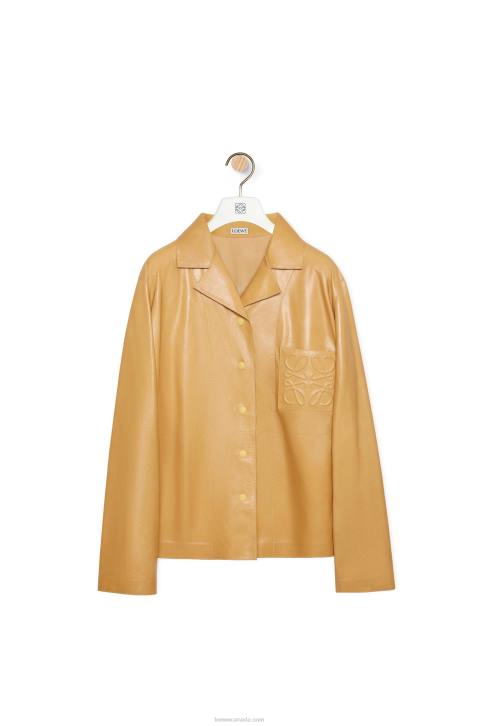 Loewe Pyjama blouse in nappa lambskin 688V895 Women Sand/Butter
