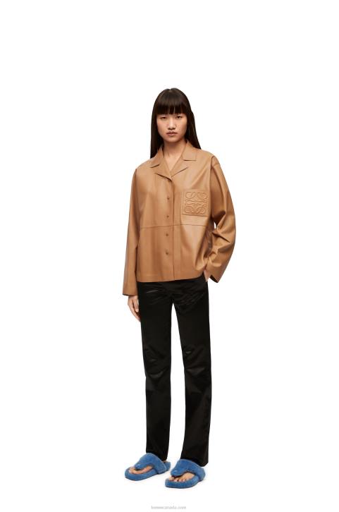 Loewe Pyjama blouse in nappa lambskin 688V932 Women Toffee
