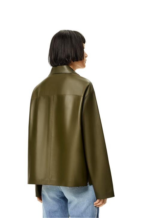 Loewe Pyjama blouse in nappa lambskin 688V933 Women Dark Khaki Green