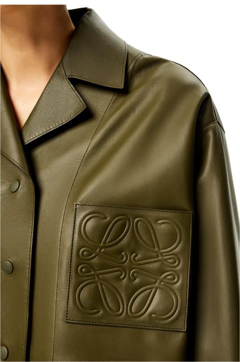 Loewe Pyjama blouse in nappa lambskin 688V933 Women Dark Khaki Green