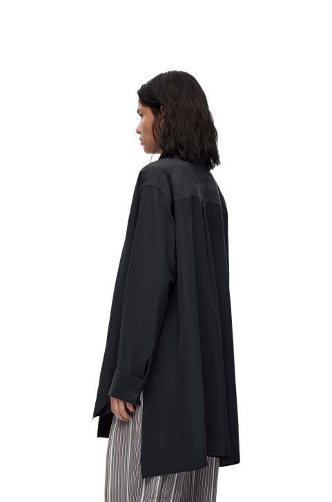 Loewe Anagram lavaliere blouse in silk 688V917 Women Deep Blue