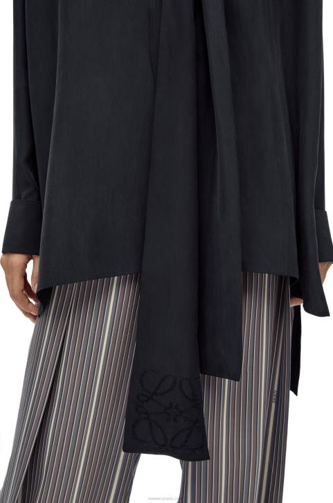 Loewe Anagram lavaliere blouse in silk 688V917 Women Deep Blue