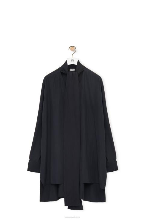 Loewe Anagram lavaliere blouse in silk 688V917 Women Deep Blue