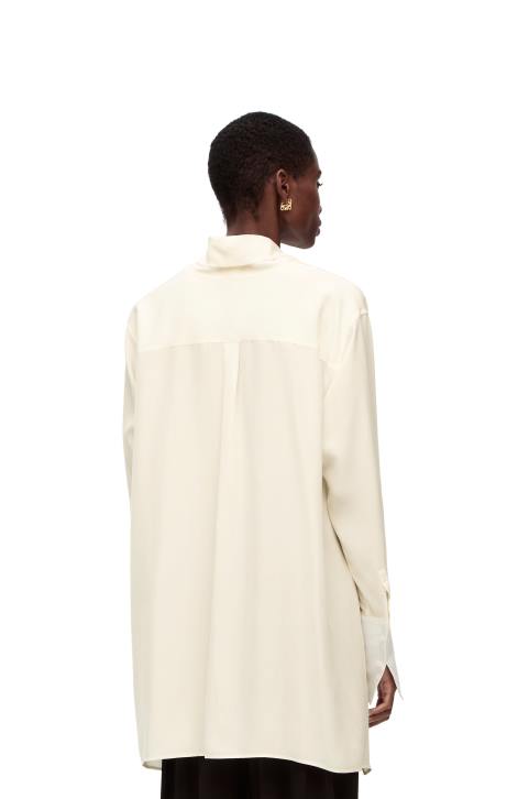 Loewe Anagram lavaliere blouse in silk 688V918 Women Ivory