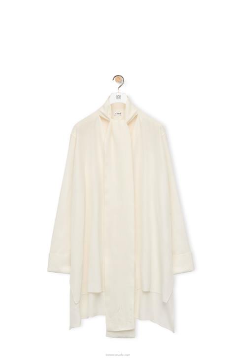 Loewe Anagram lavaliere blouse in silk 688V918 Women Ivory