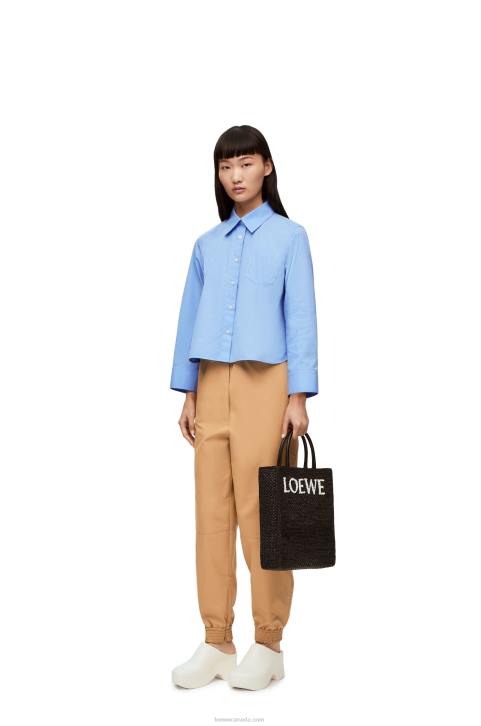 Loewe Anagram trapeze shirt in cotton poplin 688V898 Women Baby Blue