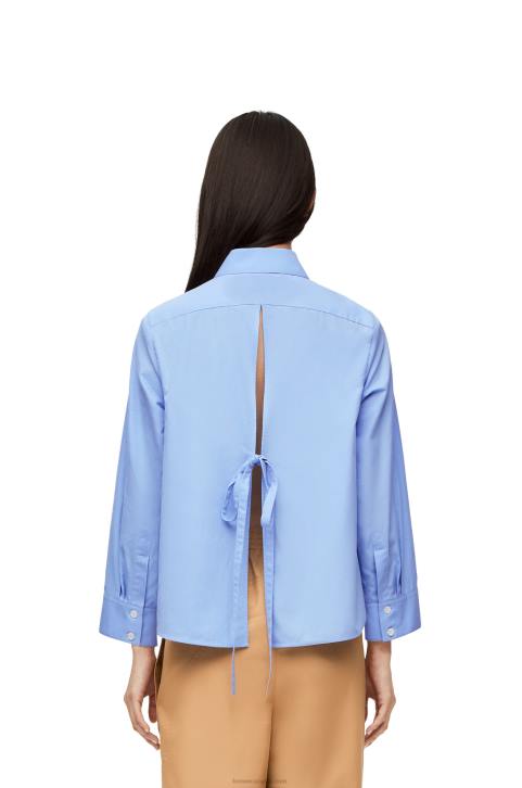 Loewe Anagram trapeze shirt in cotton poplin 688V898 Women Baby Blue