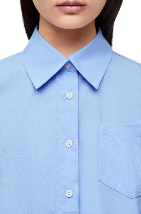 Loewe Anagram trapeze shirt in cotton poplin 688V898 Women Baby Blue