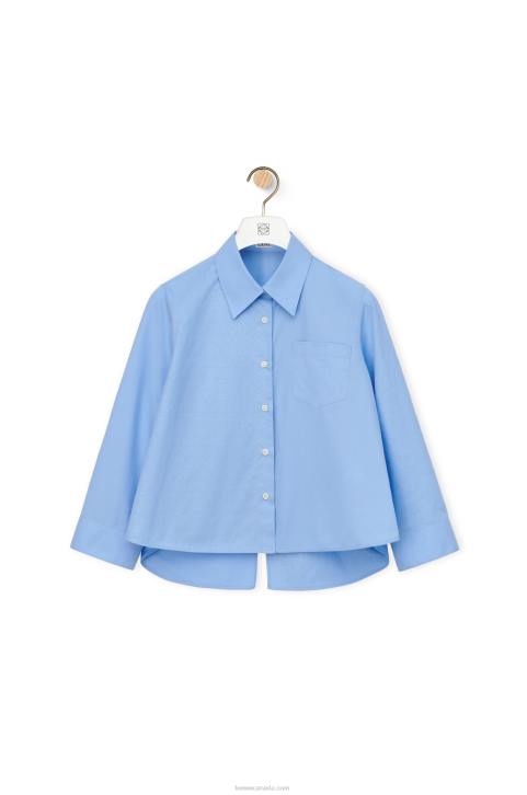 Loewe Anagram trapeze shirt in cotton poplin 688V898 Women Baby Blue