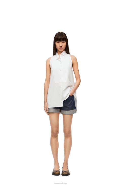 Loewe Asymmetric shirt in cotton 688V858 Women White