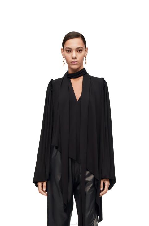 Loewe Asymmetric top in viscose crepe jersey 688V881 Women Black