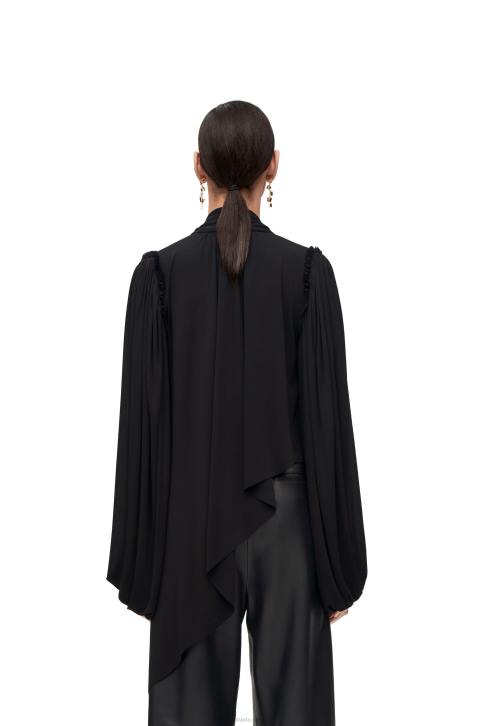 Loewe Asymmetric top in viscose crepe jersey 688V881 Women Black