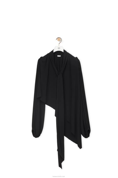Loewe Asymmetric top in viscose crepe jersey 688V881 Women Black