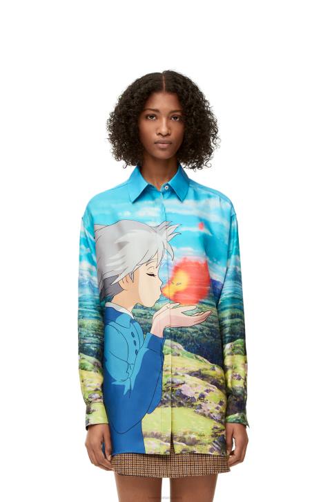 Loewe Calcifer shirt in silk 688V942 Women Multicolor