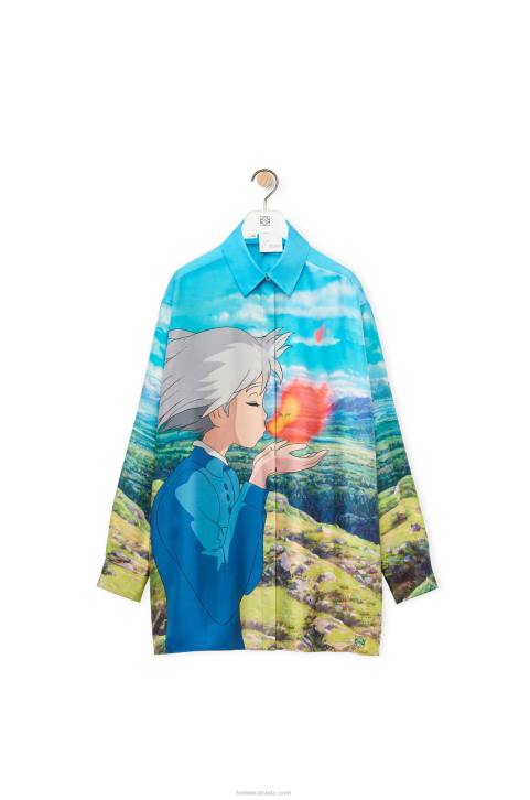 Loewe Calcifer shirt in silk 688V942 Women Multicolor