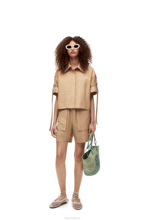 Loewe Cropped workwear shirt in cotton 688V864 Women Taos Taupe