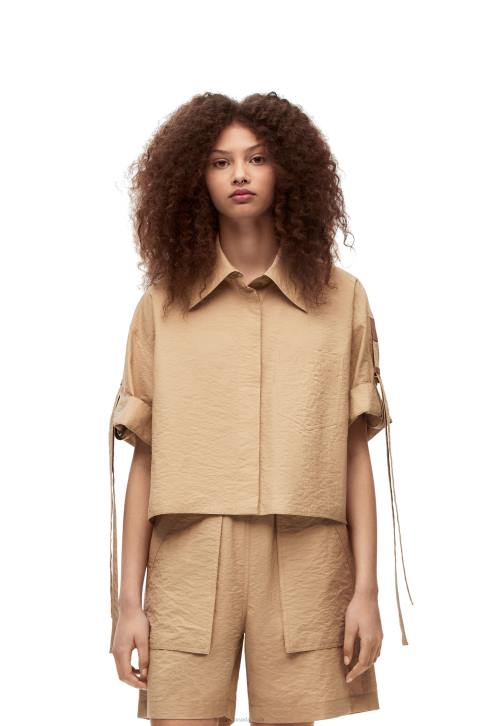 Loewe Cropped workwear shirt in cotton 688V864 Women Taos Taupe
