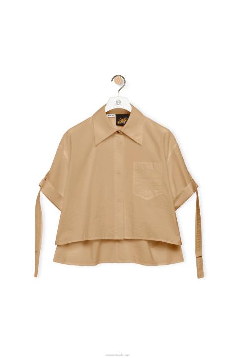Loewe Cropped workwear shirt in cotton 688V864 Women Taos Taupe