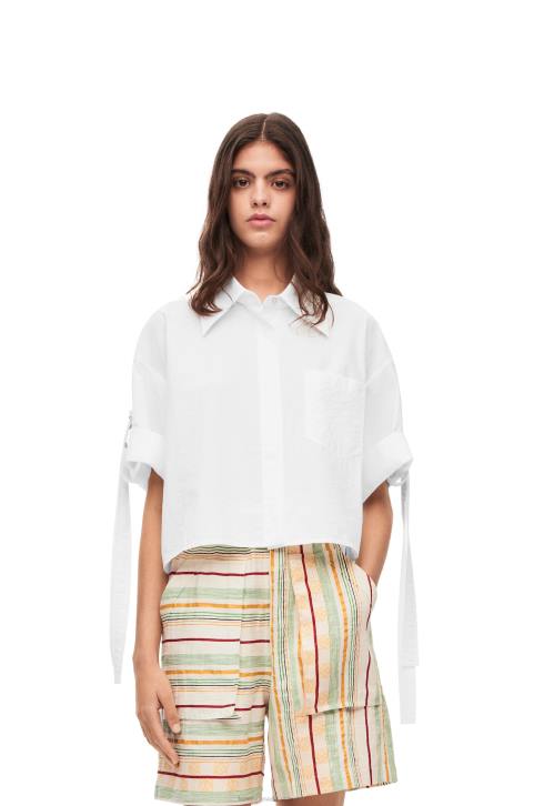 Loewe Cropped workwear shirt in cotton 688V877 Women White