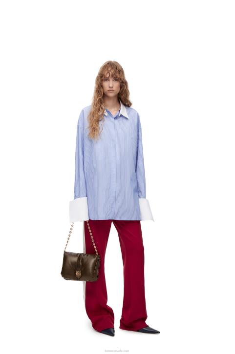 Loewe Deconstructed shirt in striped cotton 688V916 Women Blue/White