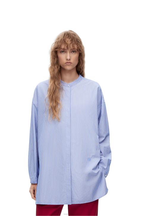 Loewe Deconstructed shirt in striped cotton 688V916 Women Blue/White